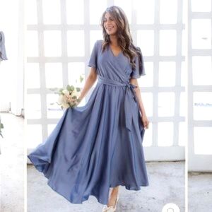 Ivy City Co Julie Dress in Steel Blue - Large